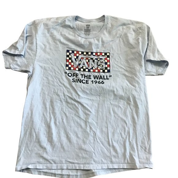 Vans Mens Size XXL Light Blue Short Sleeve Off The Wall Since 1966 Graphic Shirt - Picture 1 of 4